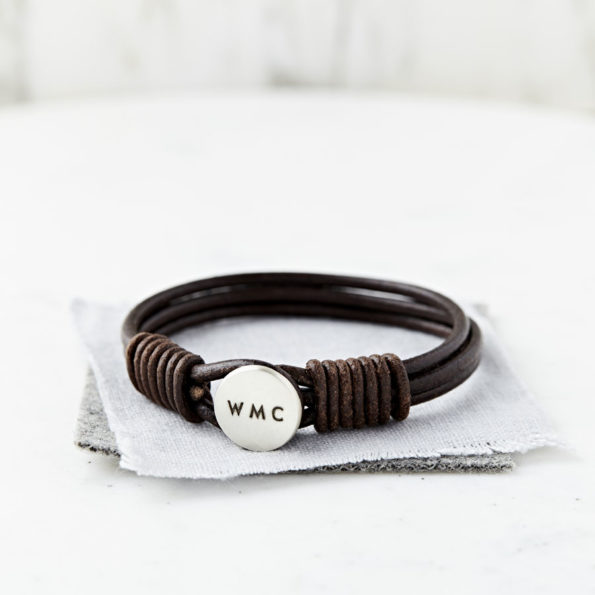 Personalised Men's Silver And Leather Bracelet