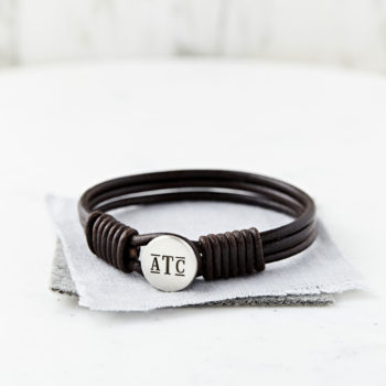 Personalised Monogram Silver And Leather Bracelet
