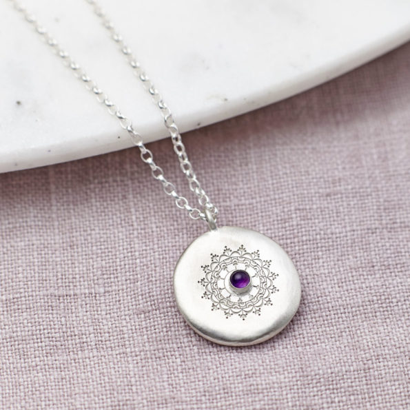 Personalised Silver And Amethyst Necklace