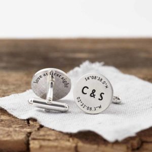 Personalised Silver Coordinate And Initials Cufflinks