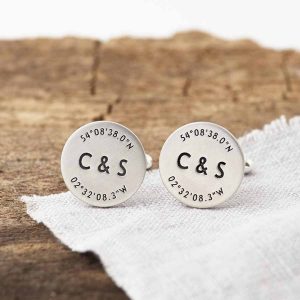 Personalised Silver Coordinate And Initials Cufflinks Initials