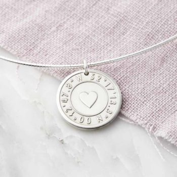 Personalised Silver Coordinate Secret Message Necklace