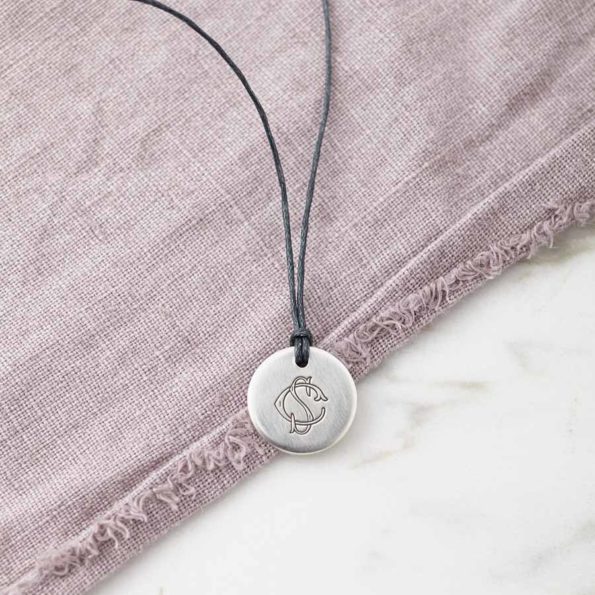 Personalised Silver Hidden Message Monogram Pendant Front Wide