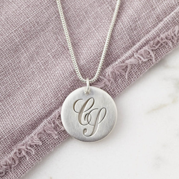 Personalised Silver Monogram Hidden Message Necklace Front Tight