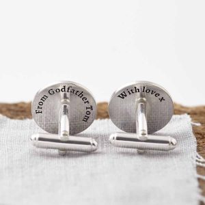 Personalised Silver Spokes Secret Message Cufflinks