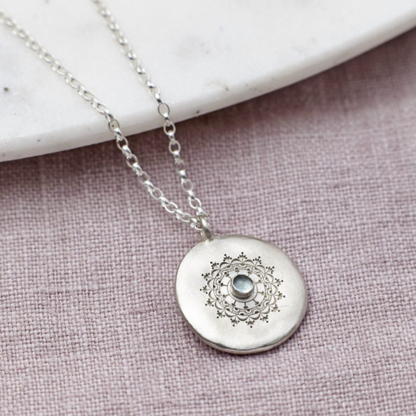 Personalised Sterling Silver And Aquamarine Necklace