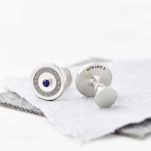 Personalised Sterling Silver And Lapis Lazuli Cufflinks