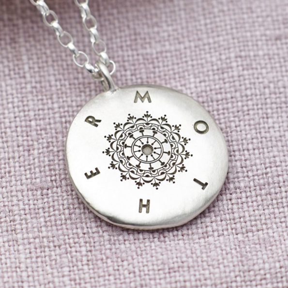Personalised Sterling Silver Mother Necklace FrontClose