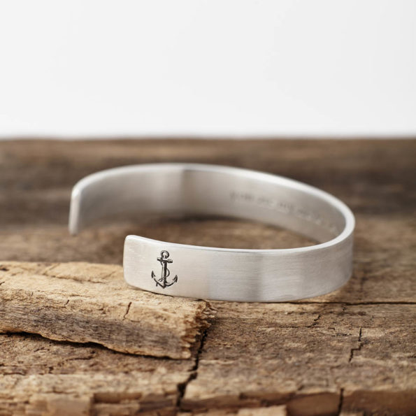 Personalised Sterling Silver You Are My Anchor Bangle