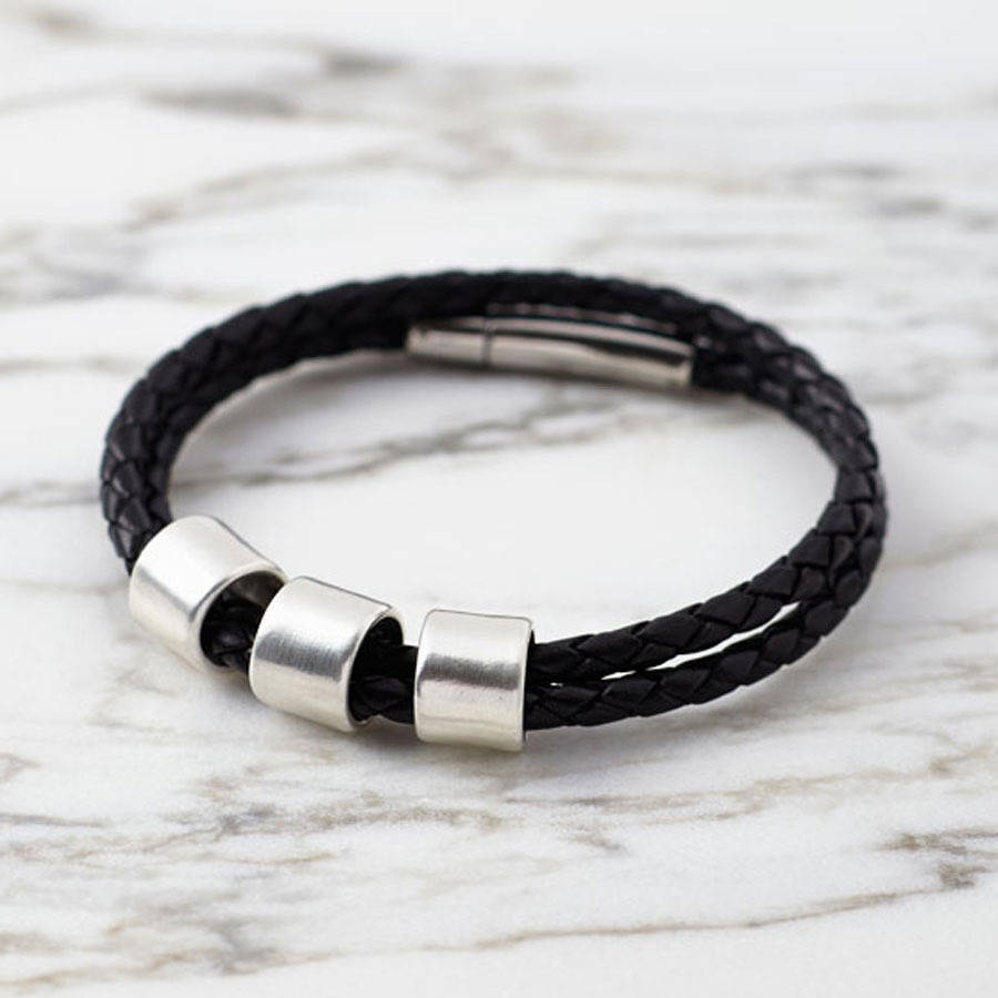 Men's Secret Message Leather Bracelet