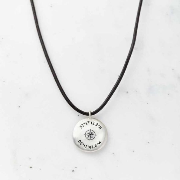 Silver And Leather Coordinates Necklace