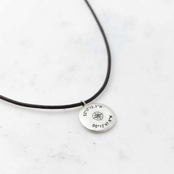 Silver And Leather Coordinates Necklace Front