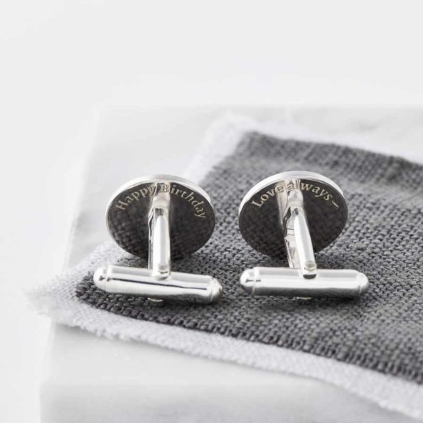 Solid Silver Cufflinks engraved with "Happy Birthday"