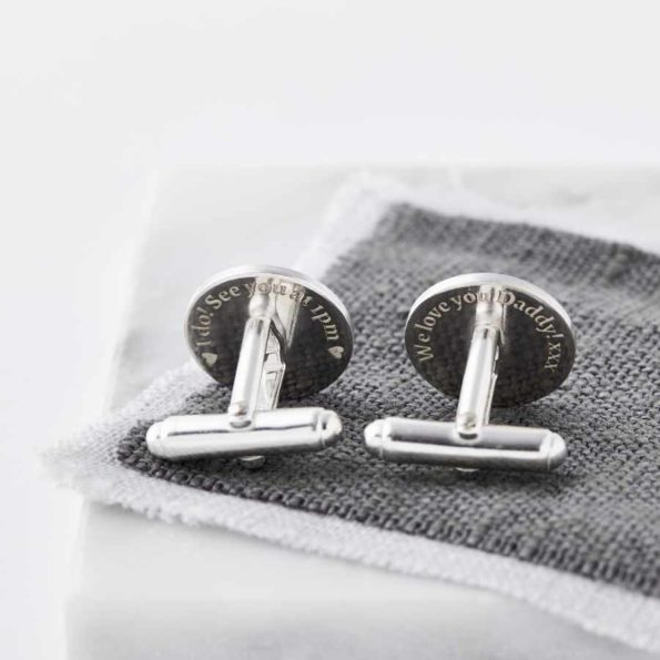 Solid Silver Cufflinks engraved with "I do"
