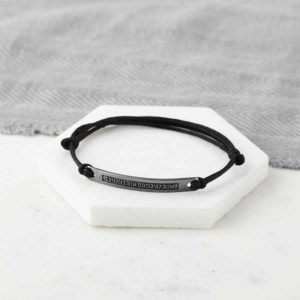Silver and Leather Bracelet with Special Coordinates