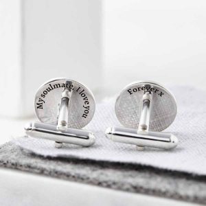 Solid Silver Engraved Pattern Cufflinks fronts