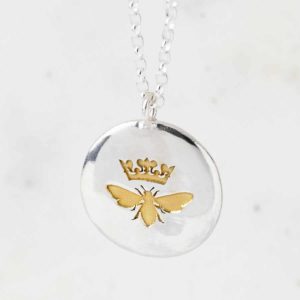Personalised Sterling Silver Gold Queen Bee Necklace