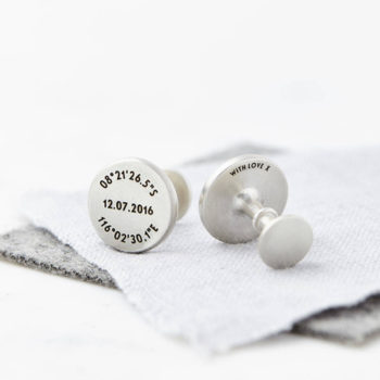 Personalised Silver Coordinate and Date Cufflinks