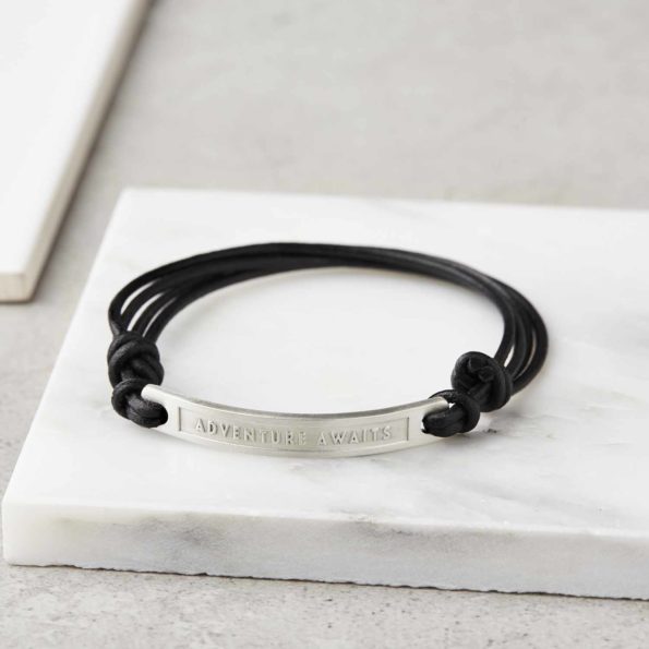Personalised Silver and Leather Bracelet