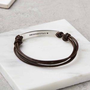 Personalised Silver and Leather Bracelet