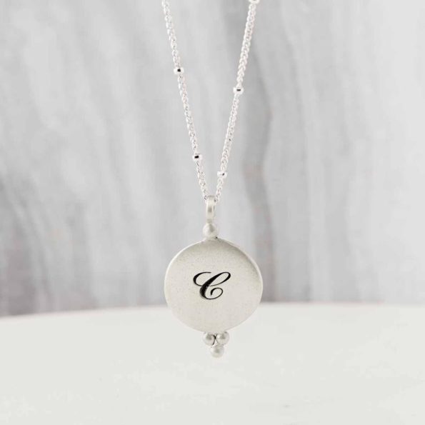Solid Silver necklace engraved with a single initial
