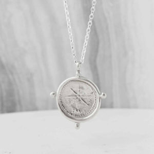 Solid Silver Compass Design Necklace