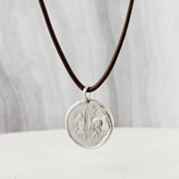 Solid Silver Necklace with Etched Pegasus