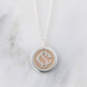 Silver and rose gold Necklace with entwined monogram