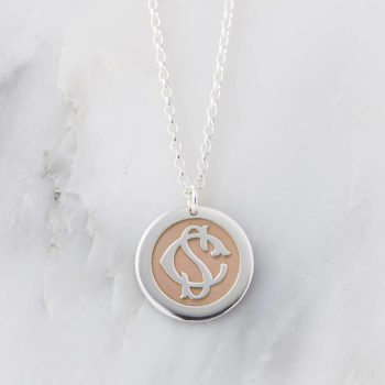 Silver and rose gold entwined monogram necklace