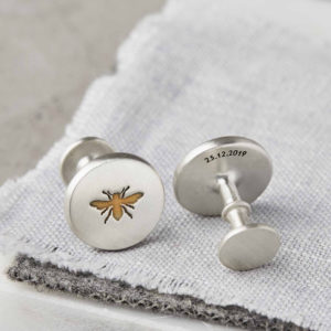 Stud Cufflinks Bee one front one back new