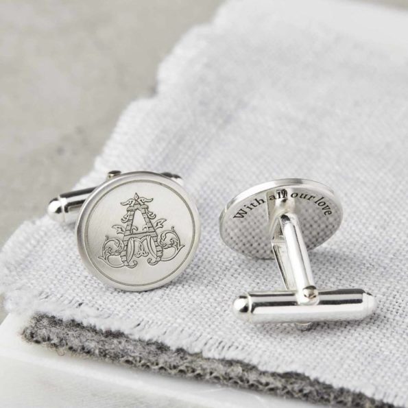 Personalised sterling silver single initial cufflinks