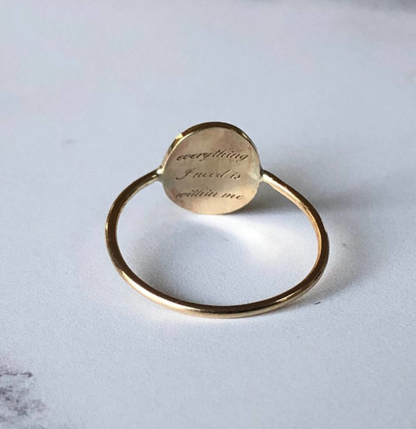 Engraved Silver Ring with a positive mantra