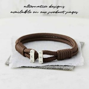 men's silver bracelet personalised with initials and infinity symbol