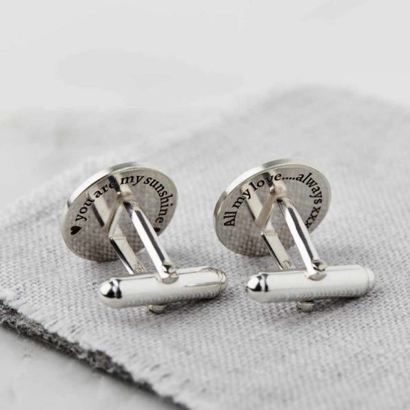 Personalised silver and gold sunburst cufflinks