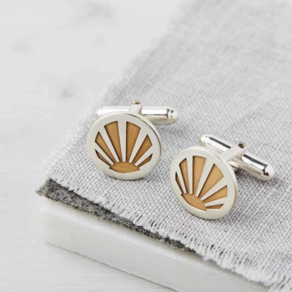 Personalised silver and gold sunburst cufflinks