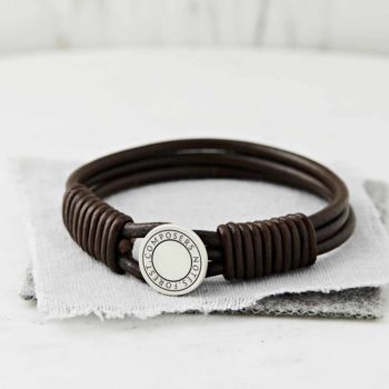 original silver leather coded coordinate bracelet