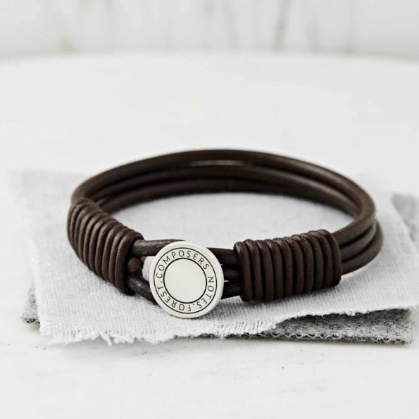 silver leather coded coordinate bracelet