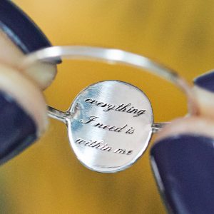 sterling silver mantra ring
