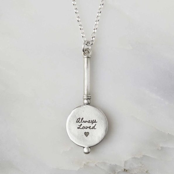 Mirror Pendant Necklace Back "Always Loved" heart
