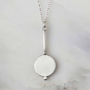 Mirror Pendant Necklace with a Blank Back