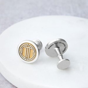 Etched Medallion Cufflinks front and back view