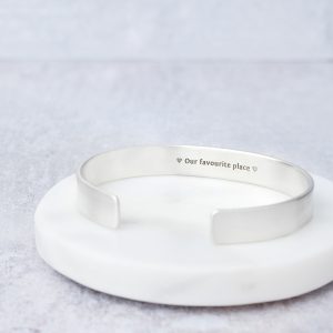 Engraved Wide Silver Bangle