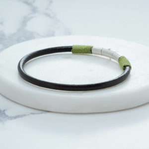 leather silk bracelet with sterling silver clasp