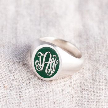 Sterling Silver Signet Ring with Wreath Boarder