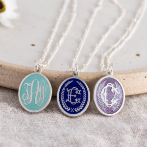 3 silver and enamel pendant necklaces